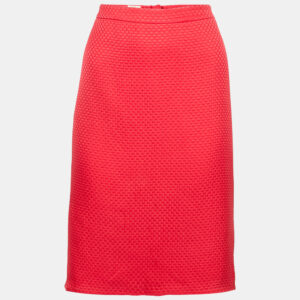 Armani Collezioni Red Checked Pattern Silk Knee-Length Skirt L