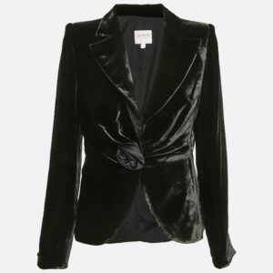 Armani Collezioni  Green Rose Applique Velvet Blazer XL