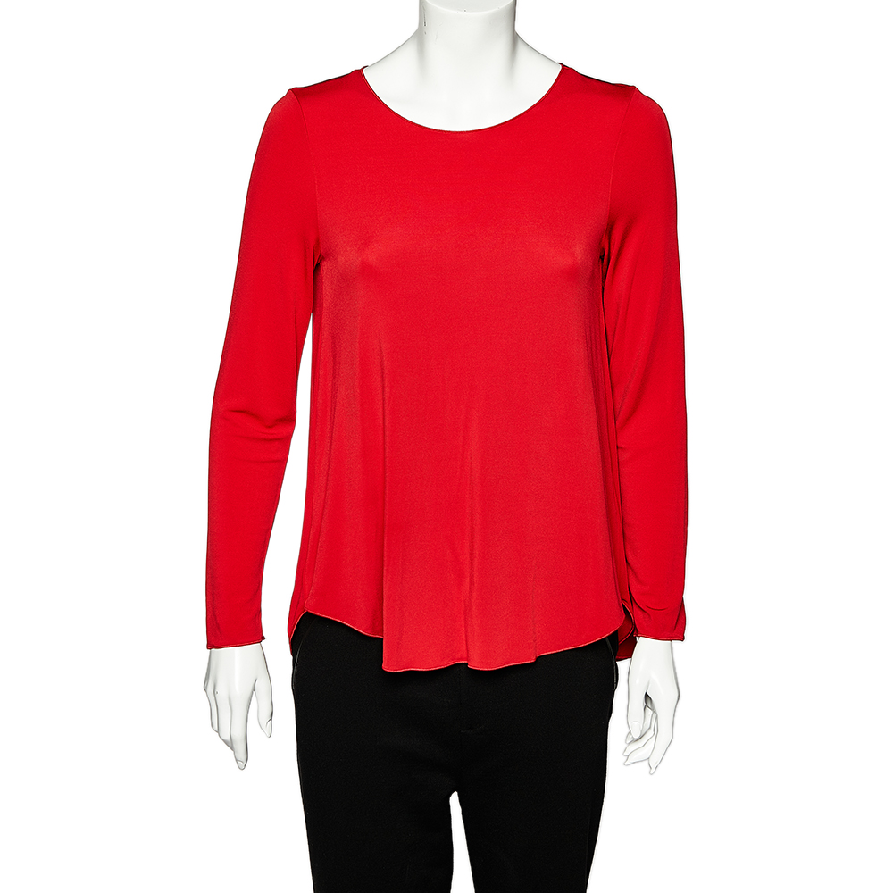 luxury-women-armani-collezioni-used-clothes-p500004-006 Armani Collezioni Red Jersey Round Neck Top M