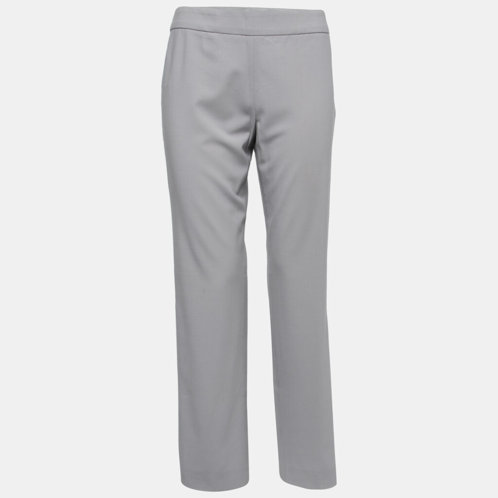 luxury-women-armani-collezioni-used-clothes-p749695-001 Armani Collezioni Pale Grey Stretch Wool Trousers S