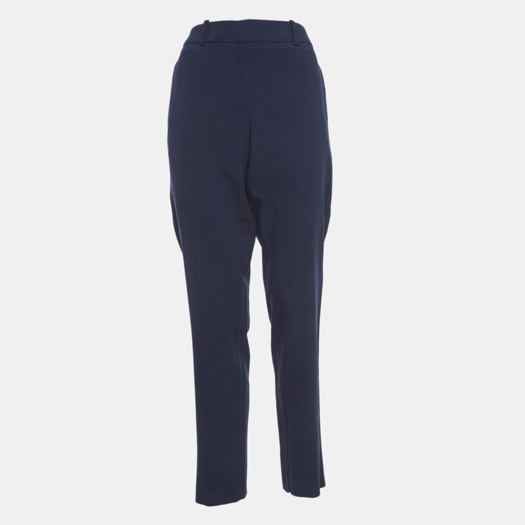 luxury-women-armani-collezioni-used-clothes-p924330-001 Armani Collezioni Navy Blue Wool Wide Leg Trousers L