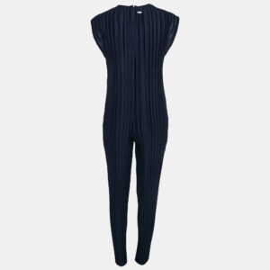 Armani Exchange Navy Blue Plisse Sleeveless Jumpsuit M