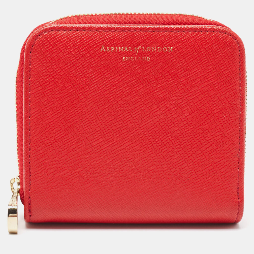 luxury-women-aspinal-of-london-used-handbags-p961629-013 Aspinal Of London Red Leather Zip Around Compact Wallet