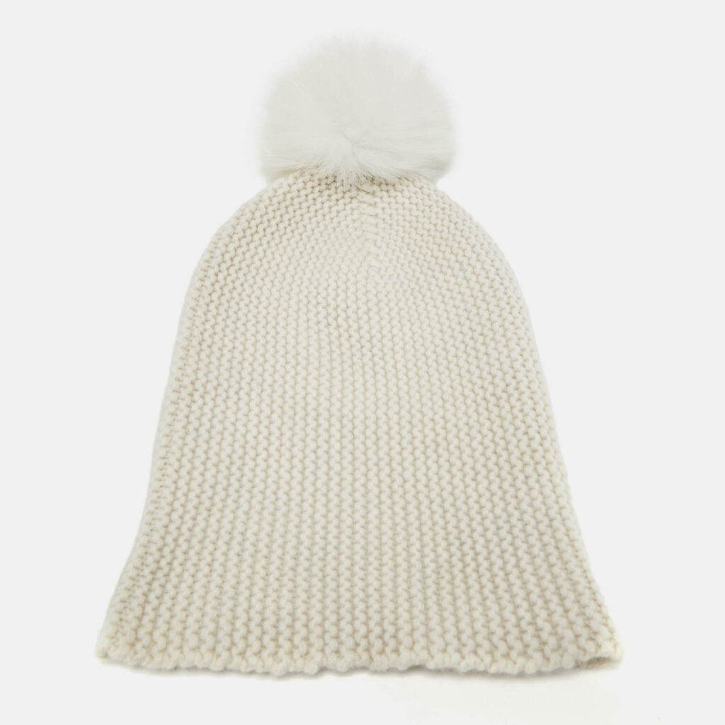 luxury-women-autumn-cashmere-new-accessories-p1159238-001 Autumn Cashmere White Purl Knit Fox Fur Pom Pom Beanie