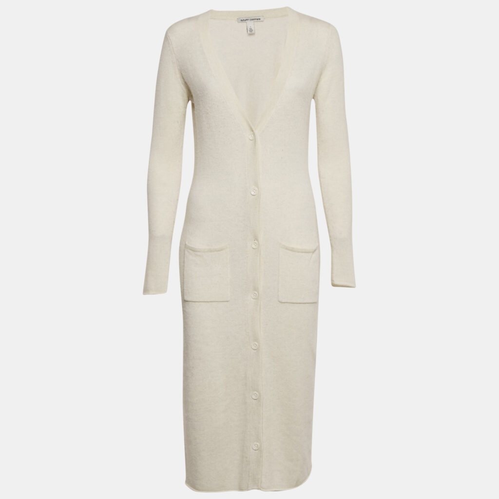 Autumn Cashmere Cream Cashmere Knit Cardigan Dress S