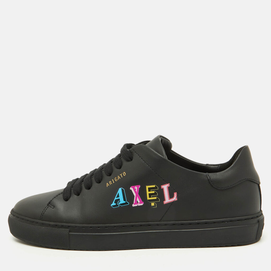 Axel Arigato Black Leather Logo Low Top Sneakers Size 39