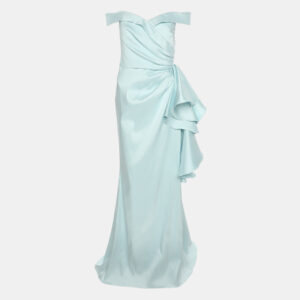 Badgley Mischka Powdered Blue Polyester Blend Ruffle Dress S