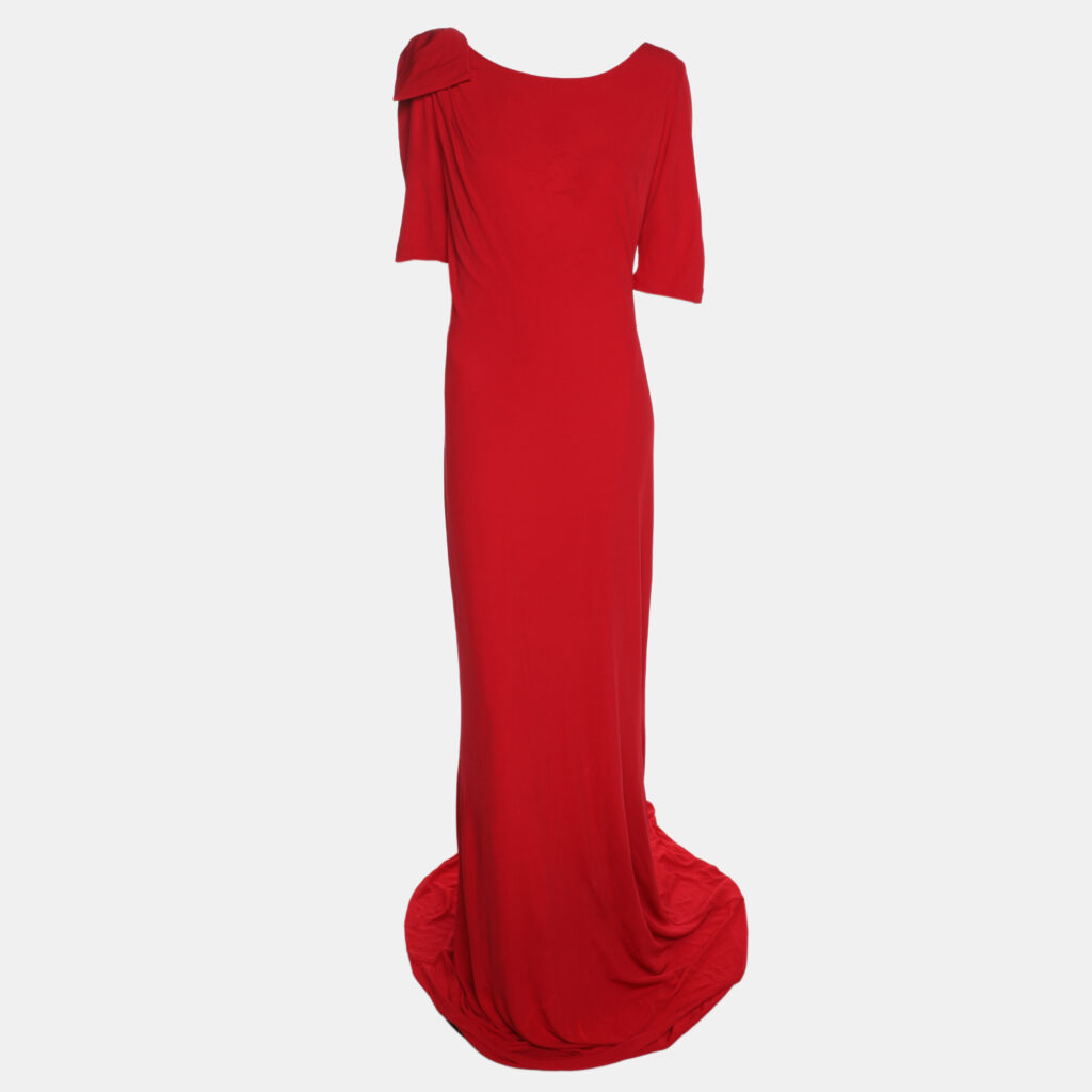 luxury-women-badgley-mischka-used-clothes-p1152587-002 Badgley Mischka Red Stretch Crepe Maxi Dress XL