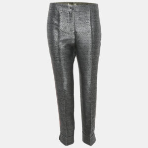 Balenciaga Multicolor Brocade Silk Tapered Leg Cropped Trousers M