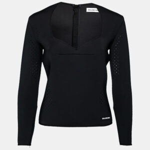 Balenciaga Black Perforated Neoprene Piaf Top M