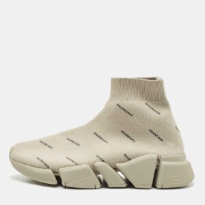 Balenciaga Grey Knit Fabric Speed Trainer Sneakers Size 36
