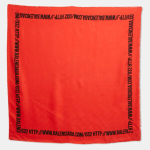 Balenciaga Red Logo Silk Square Scarf