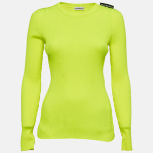Balenciaga Fluorescent Green Rib Knit Sweater M