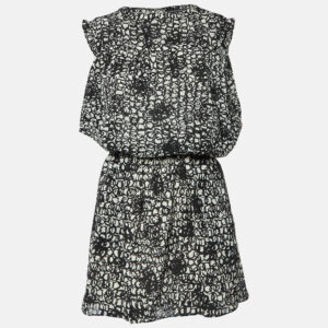 Balenciaga Black/White Abstract Print Silk Mini Dress S