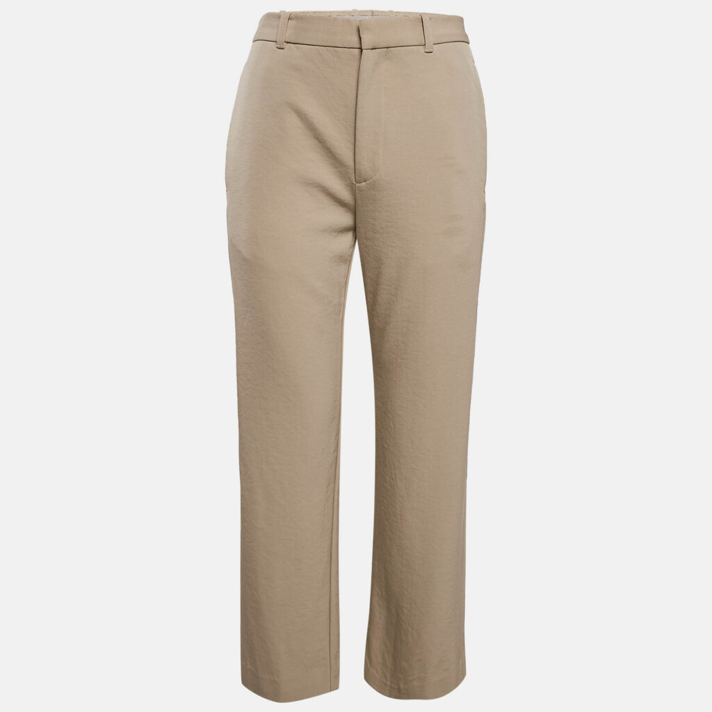 luxury-women-balenciaga-used-clothes-p1082754-001 Balenciaga Beige Gabardine Straight-Leg Formal Trousers L