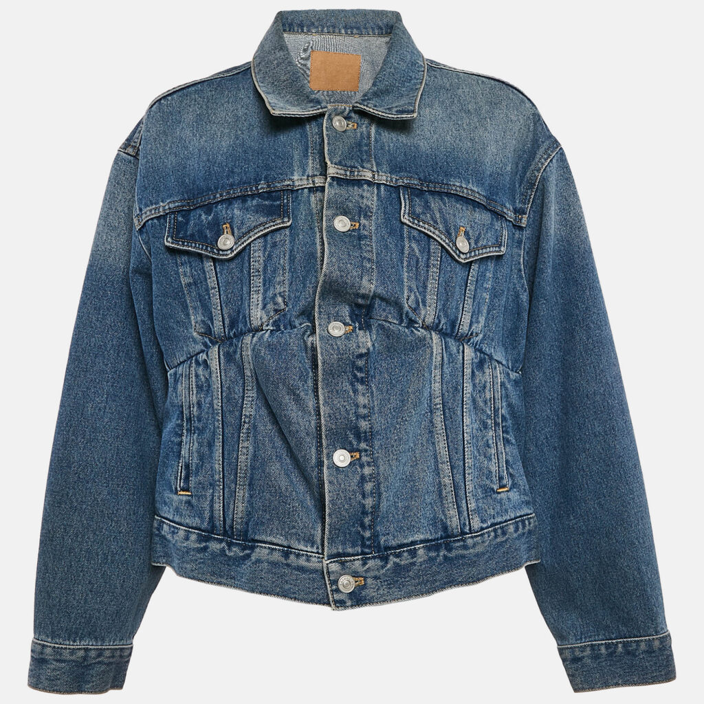 luxury-women-balenciaga-used-clothes-p1105926-001 Balenciaga Blue Denim Dart Detail Button Front Jacket S