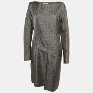 Balenciaga Grey Wool Blend Midi Dress L