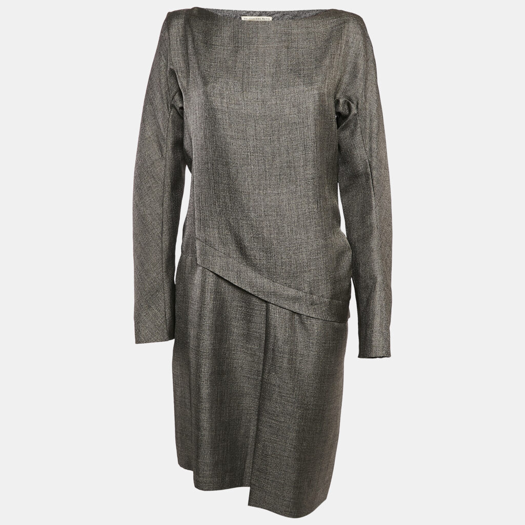 luxury-women-balenciaga-used-clothes-p1111727-003 Balenciaga Grey Wool Blend Midi Dress L