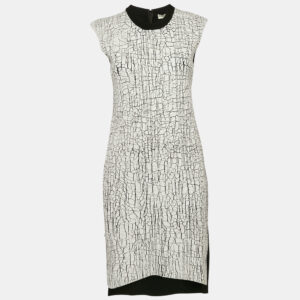 Balenciaga White Paint Coated Wool Knit Sleeveless Short Dress M