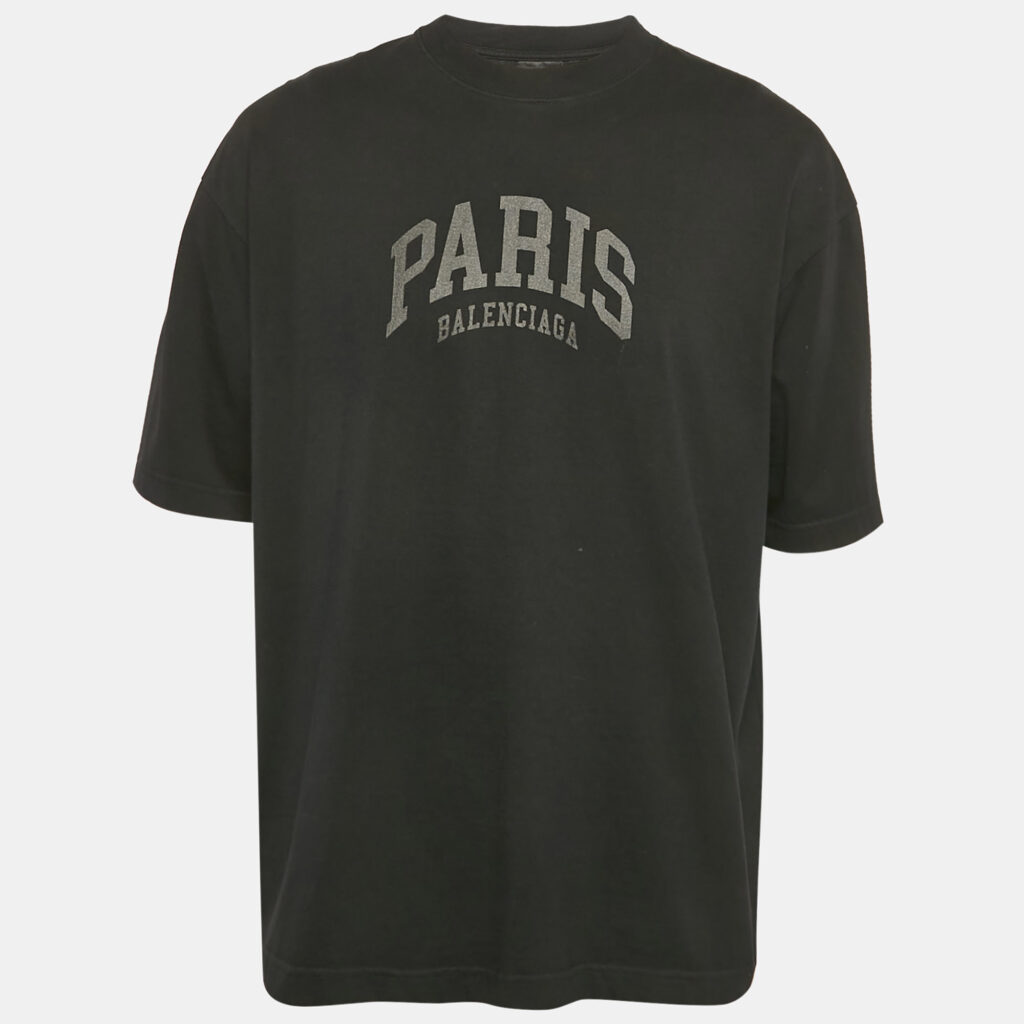 luxury-women-balenciaga-used-clothes-p1125289-001 Balenciaga Black Logo Print Jersey T-Shirt M