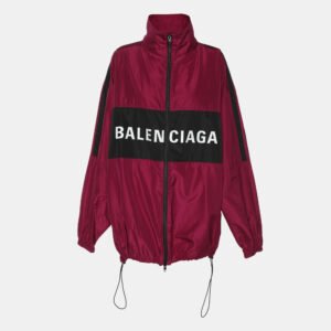 Balenciaga Purple Logo Printed Synthetic Windbreaker Jacket S