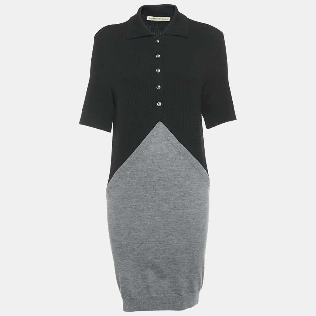 luxury-women-balenciaga-used-clothes-p1141634-006 Balenciaga Monochrome Rib Knit T-Shirt Dress M