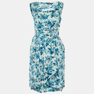 Balenciaga White Floral Printed Cotton Layered Sleeveless Mini Dress M