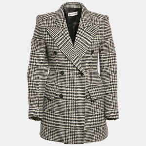 Balenciaga Black/White Houndstooth Wool Hourglass Blazer S