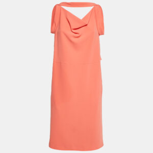 Balenciaga Orange Crepe Sleeveless Midi Dress M
