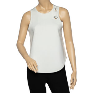 Balenciaga White Knit Embellished Sleeveless Top L
