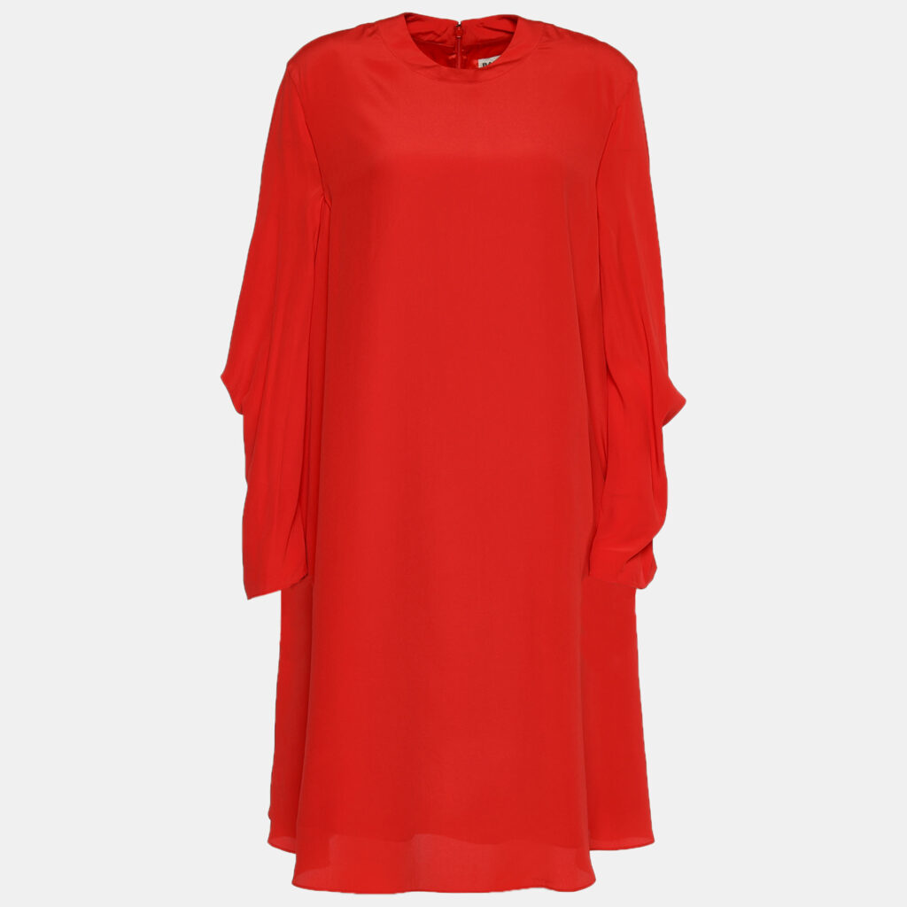 luxury-women-balenciaga-used-clothes-p631607-003-2 Balenciaga Orange Crepe Oversized Shift Dress S