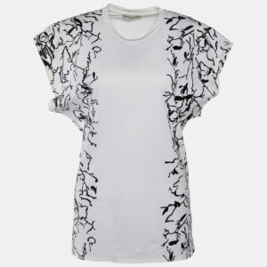 Balenciaga White Abstract Print Cotton Crew Neck T-Shirt M