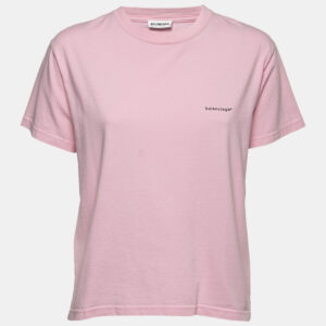 Balenciaga Pink Cotton Logo T-Shirt L