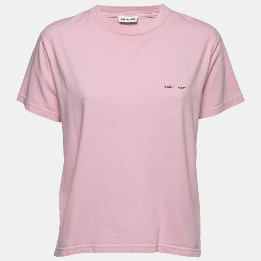 luxury-women-balenciaga-used-clothes-p742816-005 Balenciaga Pink Cotton Logo T-Shirt L