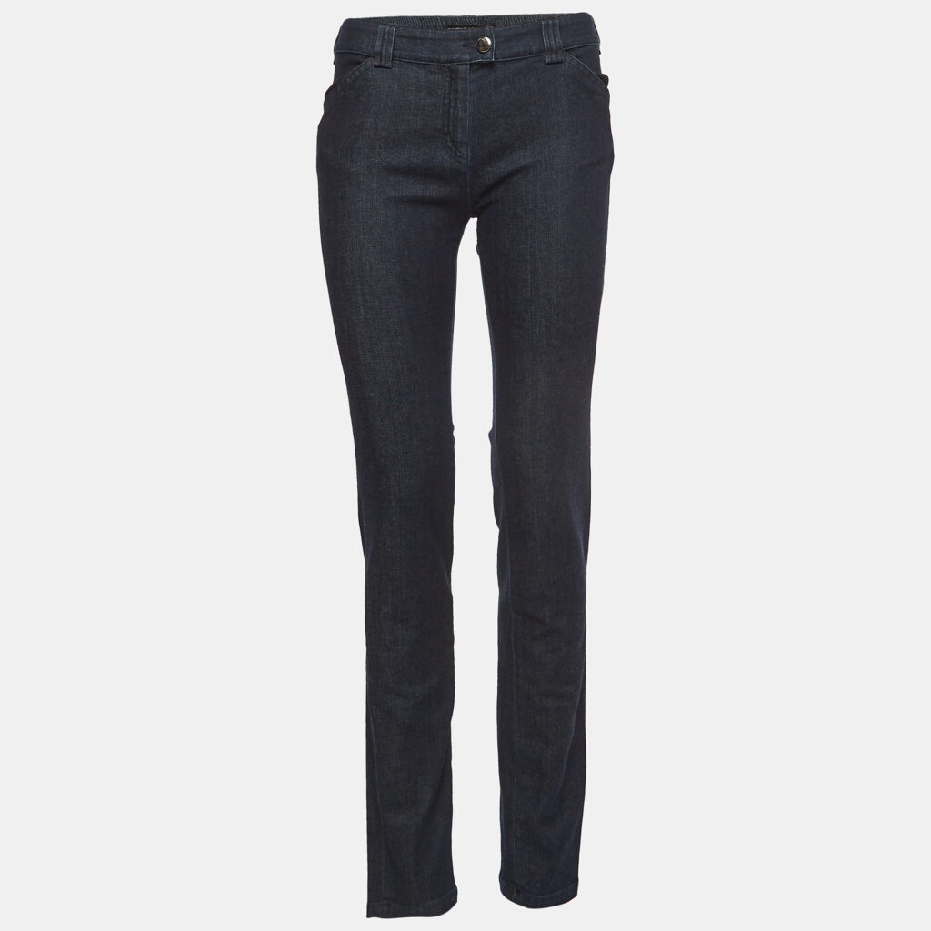 luxury-women-balenciaga-used-clothes-p939387-002 Balenciaga Navy Blue Denim Slim Fit Jeans M Waist 32''