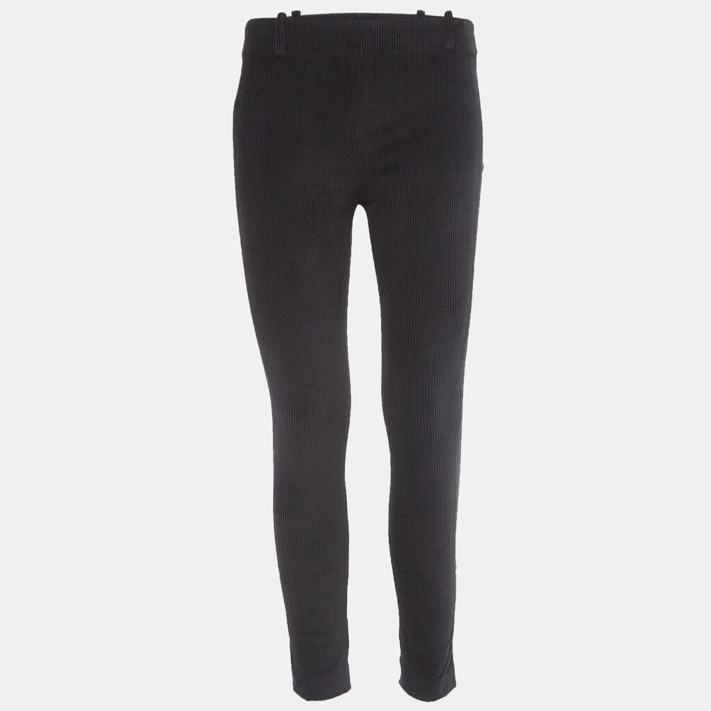 luxury-women-balenciaga-used-clothes-p940965-002 Balenciaga Black Textured Corduroy Slim Fit Trousers S