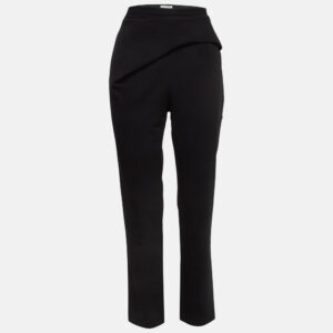 Balenciaga Black Wool Draped Detail Trousers M