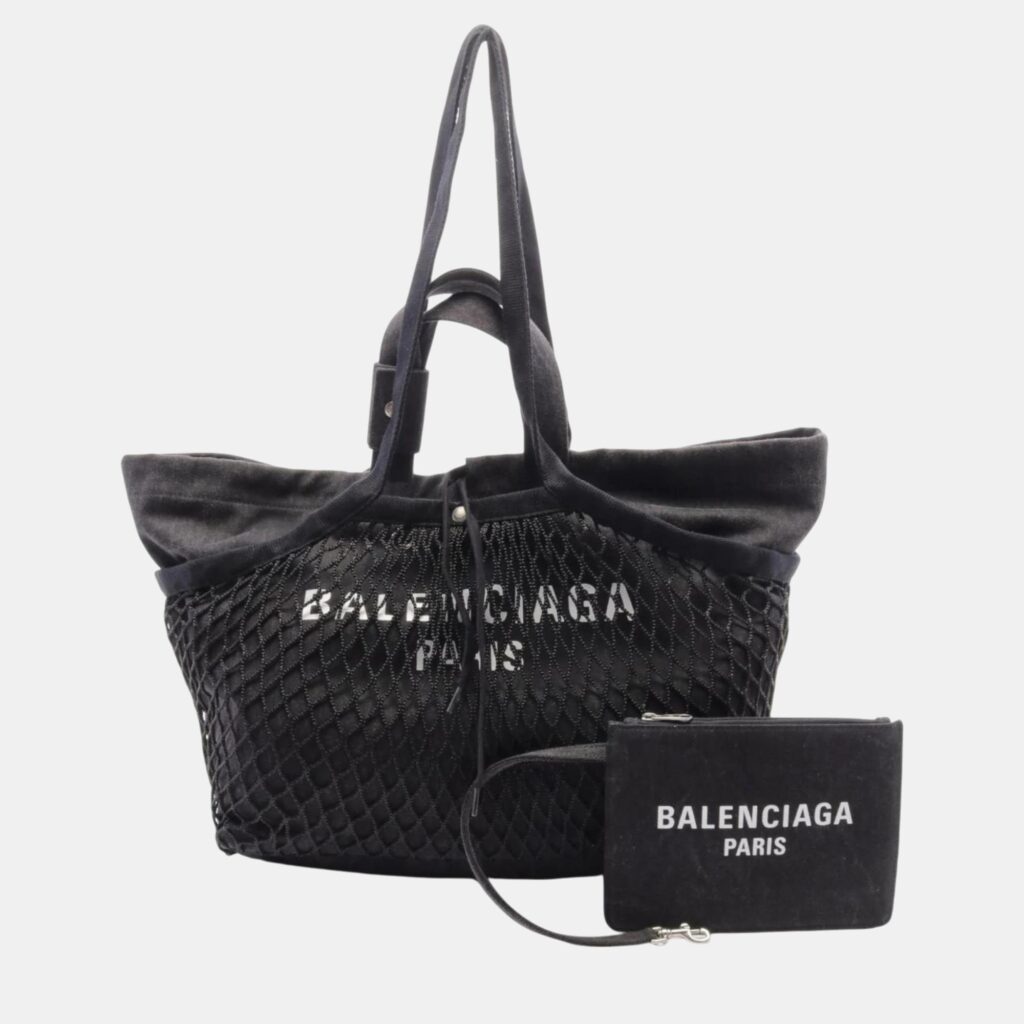 luxury-women-balenciaga-used-handbags-p1071575-001 Balenciaga Denim Nylon Black medium Tote Bag