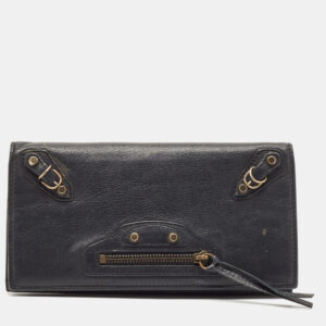 Balenciaga Dark Blue Leather Classic Continental Wallet