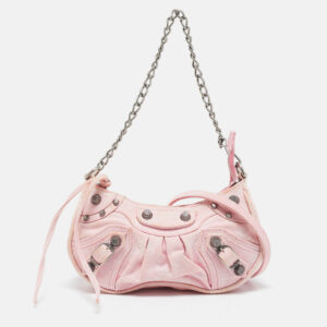 Balenciaga Light Pink BB Monogram Denim Mini Le Cagole Shoulder Bag