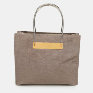 Balenciaga Grey Croc Embossed Calf Hair Small Cable Shopper Tote