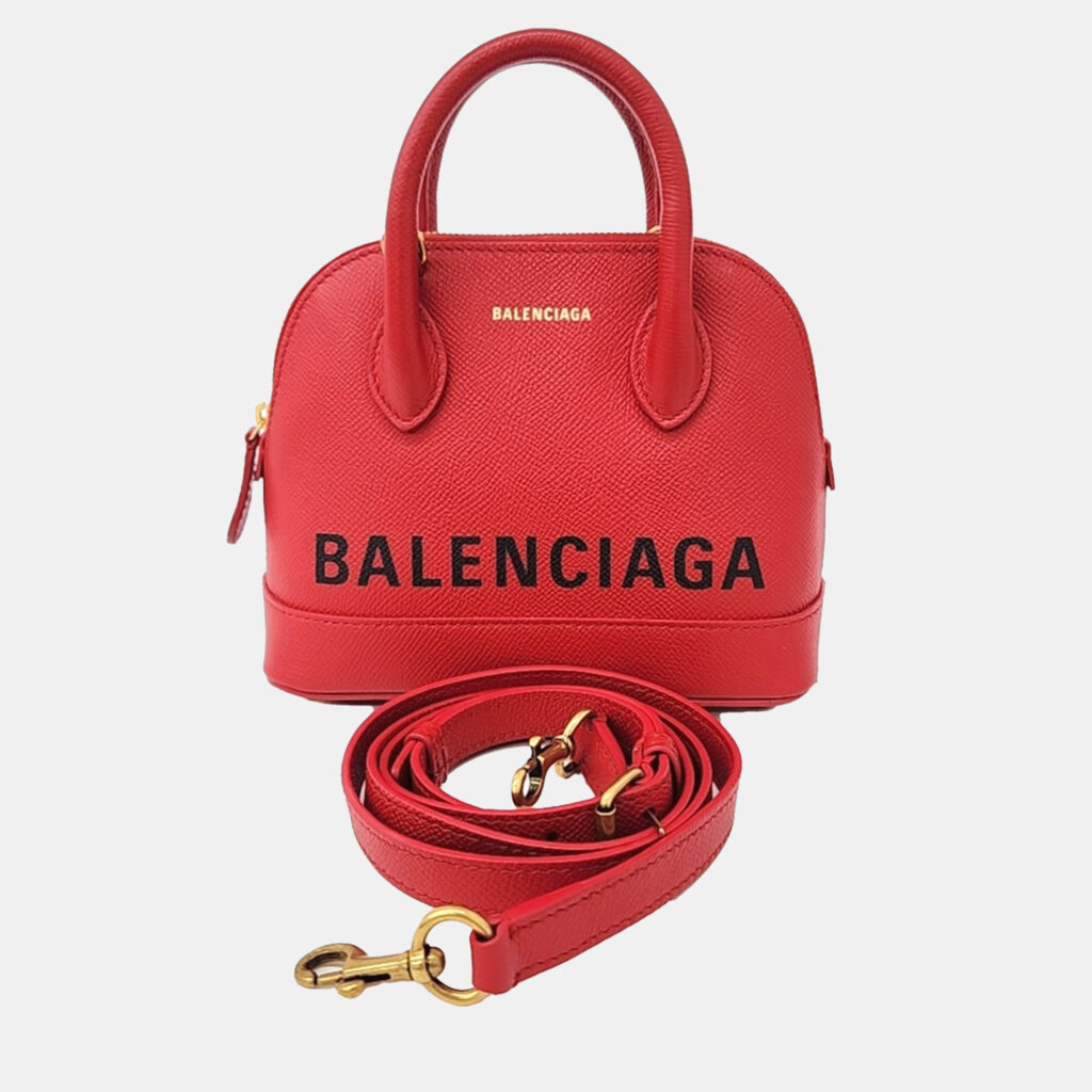Balenciaga Red Leather Bill Top Handle Bag XXS