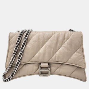 Balenciaga Beige Leather Crush Chain Bag XS