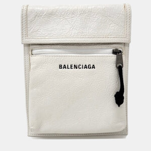 Balenciaga White Leather Explorer Mini Crossbody Bag