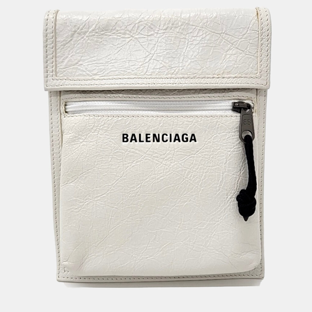 Balenciaga White Leather Explorer Mini Crossbody Bag