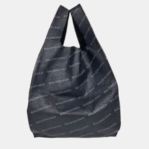 Balenciaga Black Leather Supermarket Shopper Bag