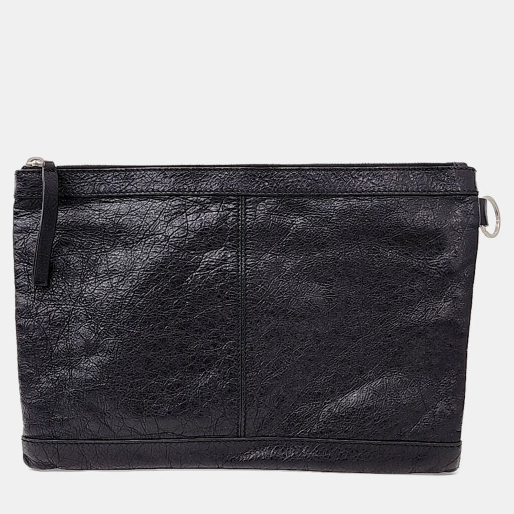 luxury-women-balenciaga-used-handbags-p1154864-001 Balenciaga Black Leather Motor Clip Clutch