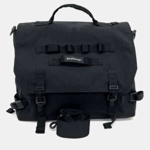 Balenciaga Black Fabric Army Messenger Bag