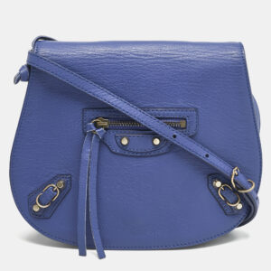 balenciaga dark blue leather classic crossbody bag