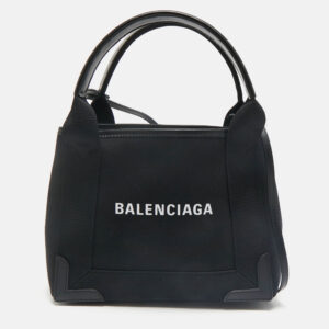 Balenciaga Black/White Canvas and Leather XS Cabas Tote